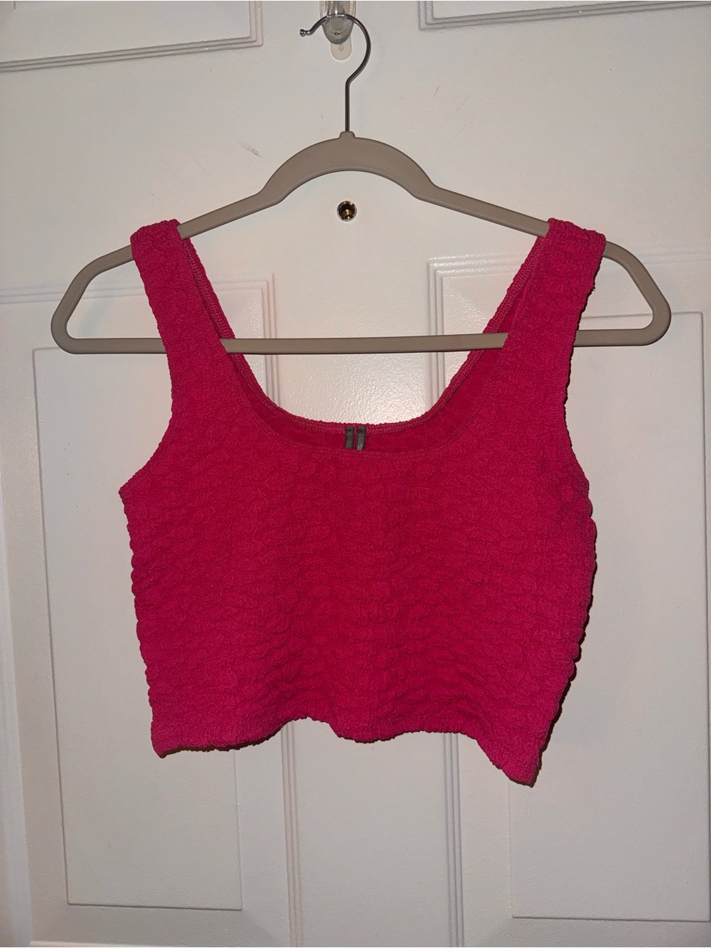 Anthropologie Cropped Textured Tank Top - Hot Pink small